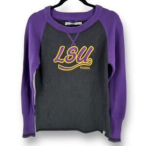 LSU Louisiana State University Tigers Pullover Sweater Womens Sz M Purple Raglan